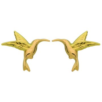 Boucles D'Oreilles Bouton Colibris Tout Or