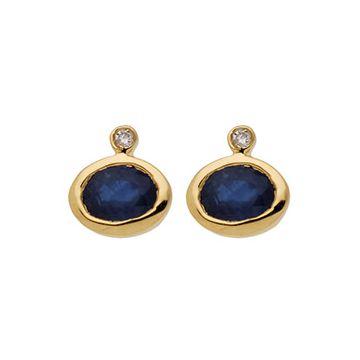 Boucles D'Oreilles Saphirs Ovales 1Ct Dt 0.02Ct