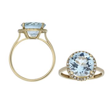 Bague Topaze Bleue Et Diamant