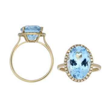 Bague Topaze Bleue Et Diamant
