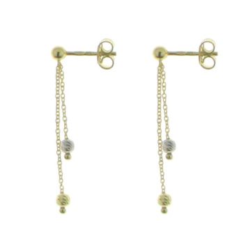 Boucles D'Oreilles Pend 2 Brins 2 Boules 2 Ors