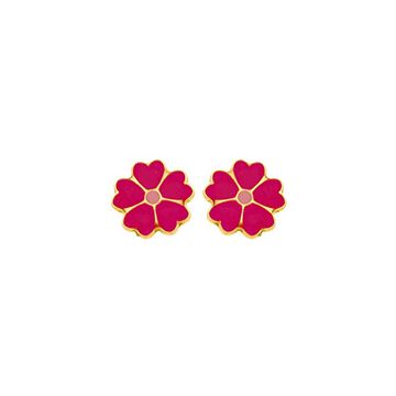 Boucles D'Oreilles Vis Fleur Fuschia Fluo Rose