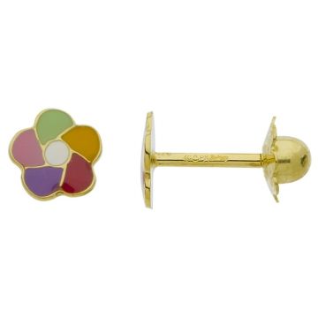 Boucles D'Oreilles Vis Fleurs Multicolores