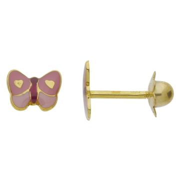 Boucles D'Oreilles Vis Papillons Roses
