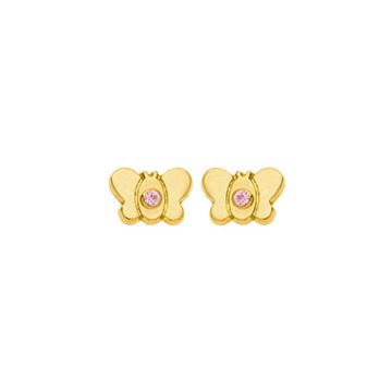 Boucles D'Oreilles Vis Petit Papillon Oz Rose