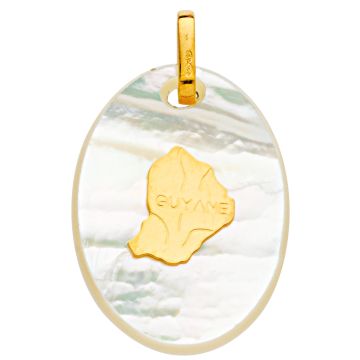 Pendentif Carte Guyane Sur Nacre