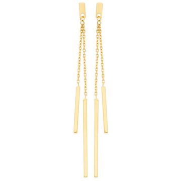 Boucles D'Oreilles Double Pendant Chaine Tube