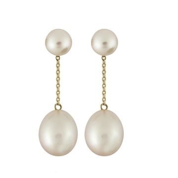 Boucles Pendantes or 750 millièmes perle de culture