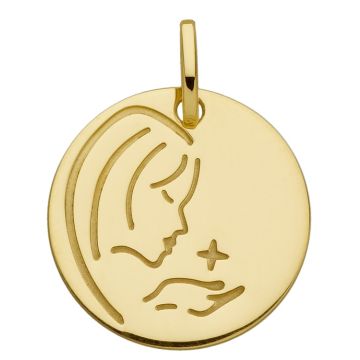 Médaille Ronde Vierge Profil Droit Etoil
