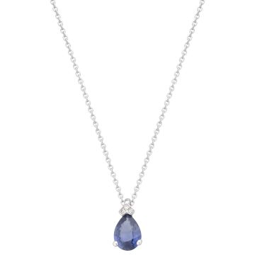 Collier Gris Pend Poire Saphir Diamant