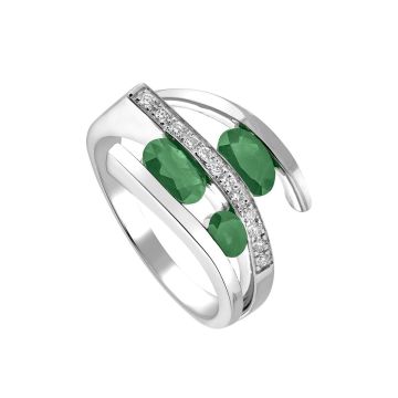 Bague Em Ovale 6*4 Diamants Or Gris