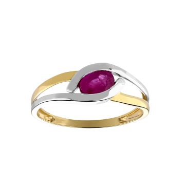 Bague Bic Croisee Rubis 6X4 0.60Ct
