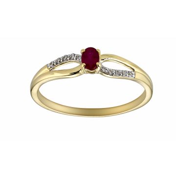 Bague Bic Rubis 4X3Mm 10 Dts 0.05C