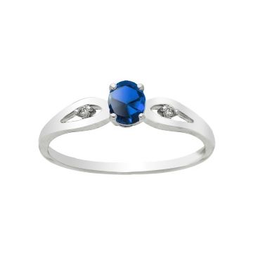 Bague Saphir Ovale 5X4 Dt 0.03C Og