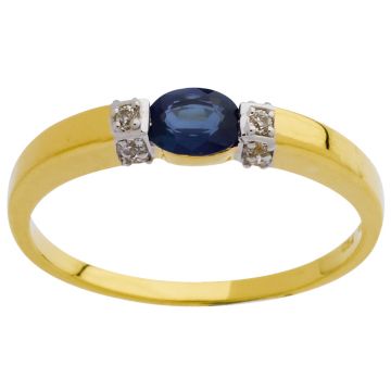 Bague Saphir Ovale 5X4  Dt 0.10Ct