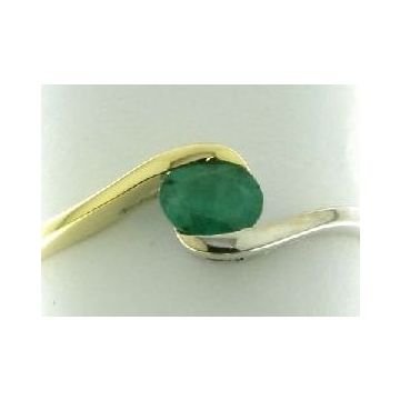 Bague Rhodiee Emeraude Ovale 5X4