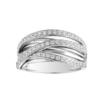 Bague Croisee 3 Rangs Dts 0.58Ct Og