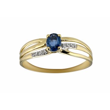 Bague Saphir 5X4 Mm 6 Dts 0.03Cts