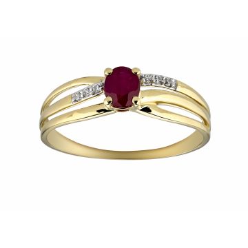 Bague Rubis 5X4 Mm 6 Dts 0.03Cts