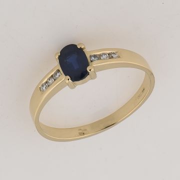 Bague Sap Ovale 6X4 Diamants