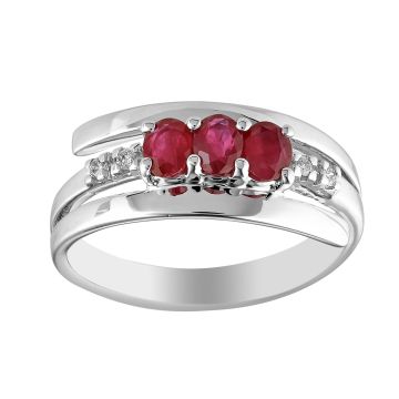 Bague Rubis Ovale 4X3 Dts 0,04Ct Og