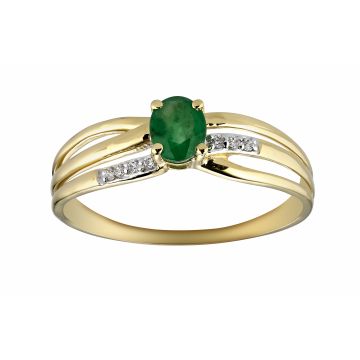 Bague Emeraude 5X4 Mm 6 Dts 0.03Cts
