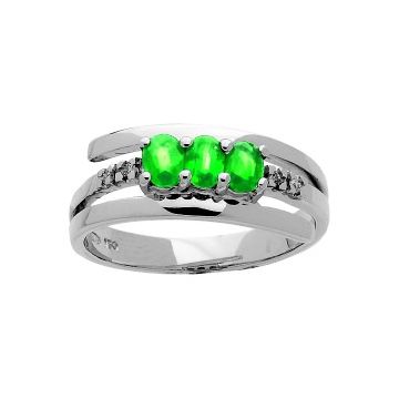 Bague Emer Ovale 4X3 Dts 0,04Ct Og
