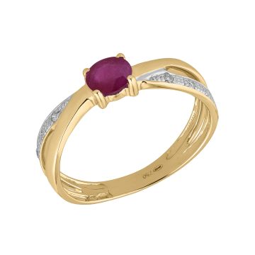 Bague Bic Rubis Ovale 5X4 Diamants