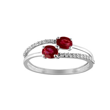 Bague Rubis 4X5-3X5-Dt 0.11Ct Og