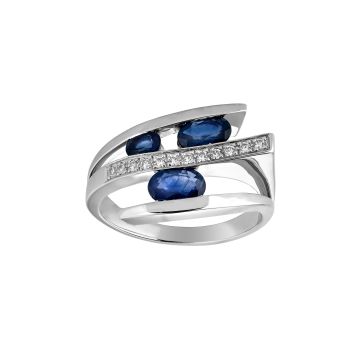 Bague Saphirs 6X4-4X3Mm Dts O.12Ct