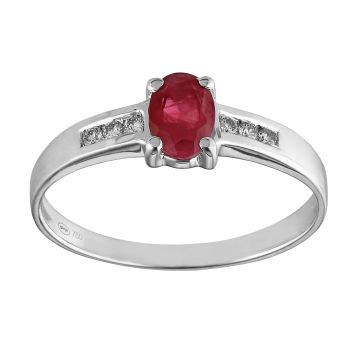 Bague Rubis Ovale 6X4 Dts 0,07Ct Og