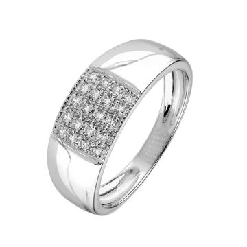 Bague Jonc Pavage Dts 0.20cts Or Gris