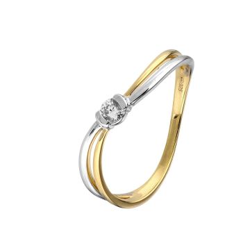 Bague 2 Ors Diamant 0.10 Cts