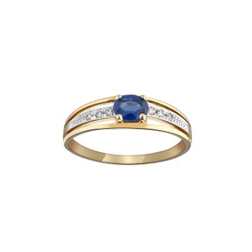 Bague Bicolore Saphir 5x4 Dts 0.06cts
