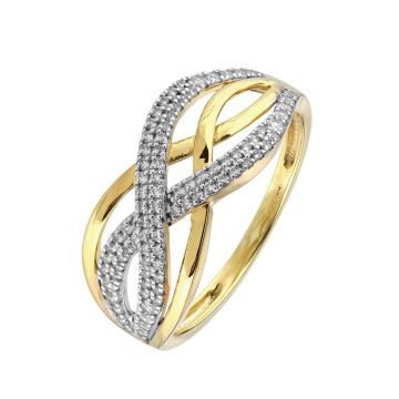 Bague Bicolore Croisee Oxyde De Zirconium