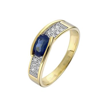Bague Bicolore Saphir 6x4 Dts 0.13cts