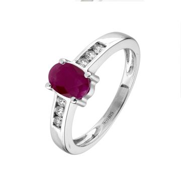 Bague Rubis 7x5 Dts 0.16cts Or Gris