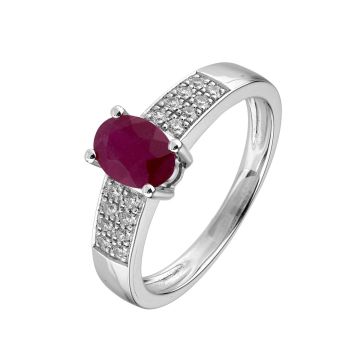 Bague Rubis 7x5 Dts 0.16cts Or Gris
