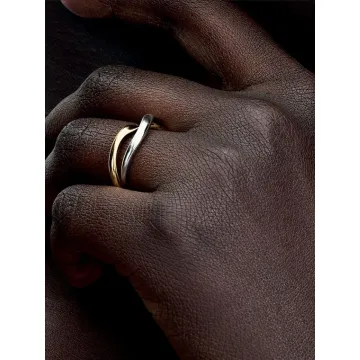 Bague Anneaux Entrelacés Bicolore