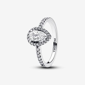 Bague Halo Poire Scintillante