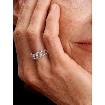 Bague Maille Cubaine Pavée
