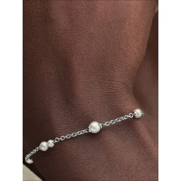 Bracelet Chaîne Station Perle de Culture d'Eau Douce Traitée