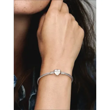 Bracelet Maille Serpent Fermoir Cœur Gravable Pandora Moments