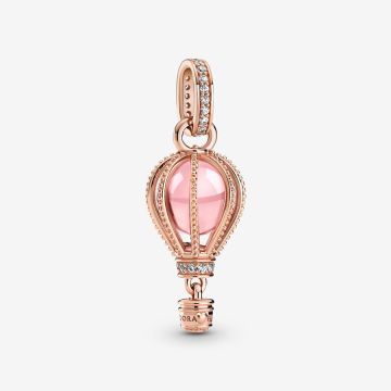 Charm Pendant Montgolfière Rose Scintillant