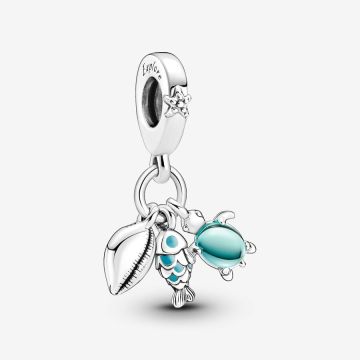 Charm Pendant Triple Poisson, Tortue de Mer & Conque