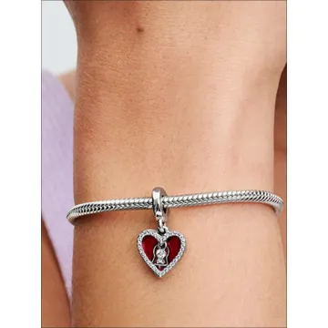 Double Charm Pendant Cœur Rouge & Serrure