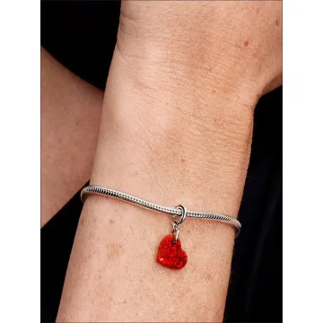 Charm Pendant Cœur Rouge Opalescent