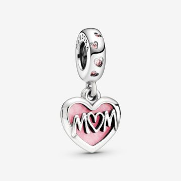 Charm Pendant Cœur Inscription Mum (Maman)