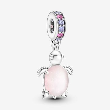 Charm Pendant Tortue de Mer Rose en Verre de Murano