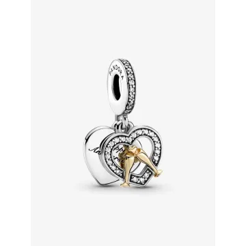 Charm Pendant Joyeux Anniversaire de Mariage Bicolore